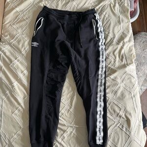 Umbro Kids Black Joggers with White Stripe